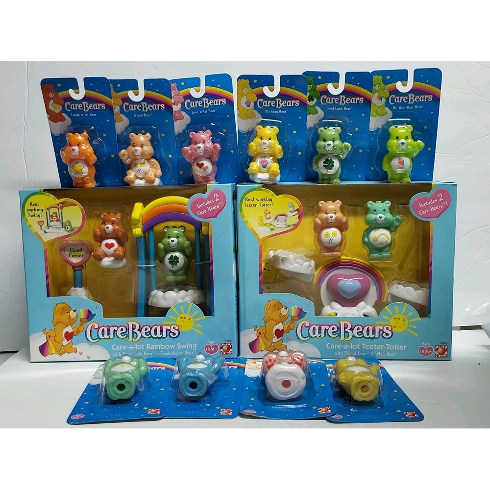 Care Bears Care-a-lot Rainbow Swing & Teeter Totter Play Set + 10 Addional Bears